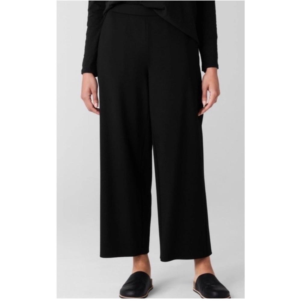 Eileen Fisher Black Wide Leg Crop Pants XL